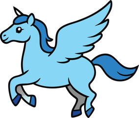 Magical pegasus horse with wings flying vector illustration for mythical creature and fantasy art transparent background