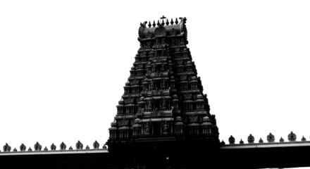 Hindu temple gopuram architecture isolated PNG with Transparent Background
