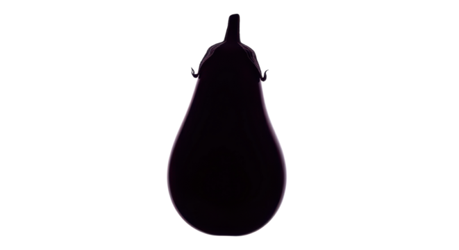 Silhouette of a fresh eggplant isolated PNG with Transparent Background