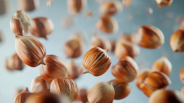 Video clip A cluster of nuts suspended in mid-air, free from any earthly bounds