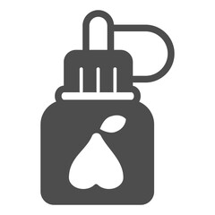 Jar with pear solid icon, vaping concept. Vector graphics. Liquid filling sign on white background, glyph style icon for mobile or web design.