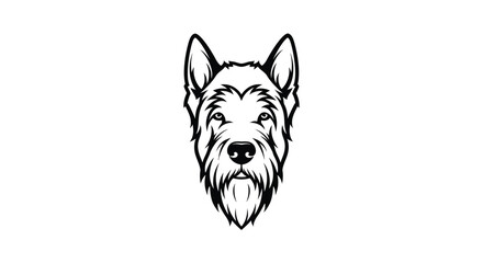 Black and white illustration of a schnauzer dog head