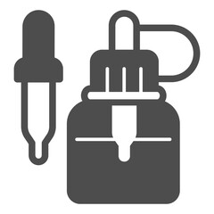 Jar with pipette solid icon, vaping concept. Vector graphics. Liquid filler sign on white background, glyph style icon for mobile or web design.