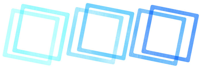 水色の水彩で描かれた四角形のかわいい囲みの装飾