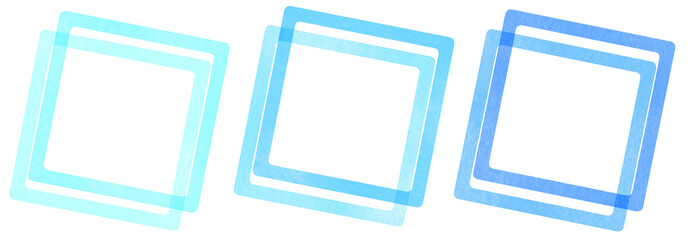 水色の水彩で描かれた四角形のかわいい囲みの装飾