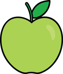 Simple green apple cartoon icon vector illustration scalable graphic design element transparent background