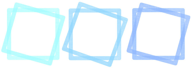 水色の水彩で描かれた四角形のかわいい囲みの装飾