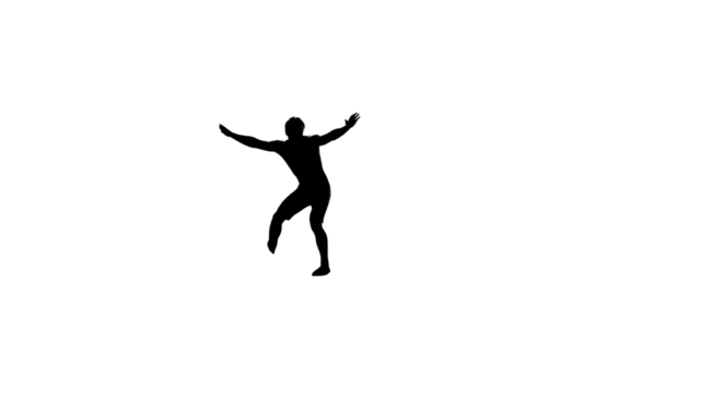 Silhouette of a man in a dancing pose isolated PNG with Transparent Background