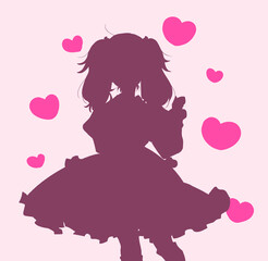 女性アイドル　振付　シルエット　ハート