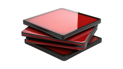 A stack of red books on a white background symbolizes education and knowledge
