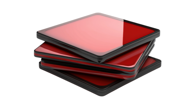 A stack of red books on a white background symbolizes education and knowledge