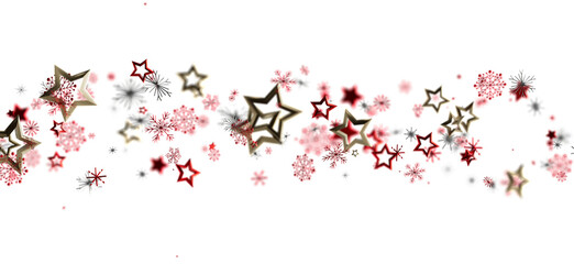 Festive background with red and gold stars and snowflakes. Perfect for Christmas, New Year, and winter holidays.