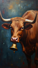 Cow, oil painting on canvas.