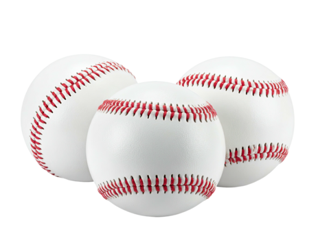 Three baseballs, close together, white with red stitching