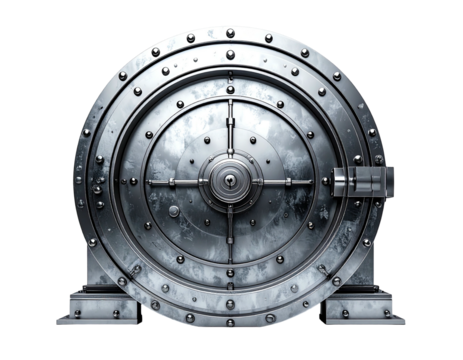 Steel vault door, circular design