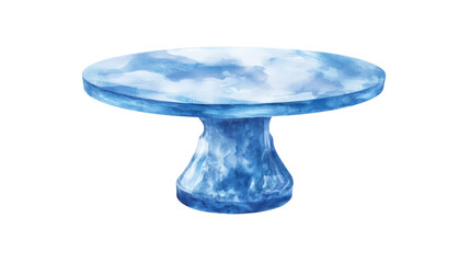 Sky Table: A surreal, watercolor depiction of a table, its surface reflecting a clear sky, blending art and imagination.