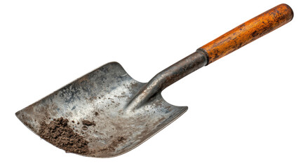Rustic Shovel: This shovel, with its weathered metal and worn wooden handle, embodies the spirit of hard work and manual labor. The shovel with soil represents gardening and construction.
