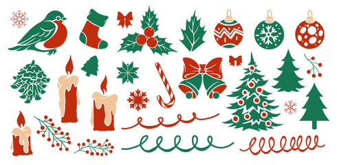 Festive Christmas decorations and symbols