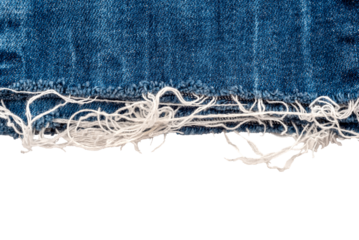 Piece of torn denim on a white background. Denim texture