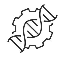 Gear and dna strand symbolizing biotechnology and engineering integration