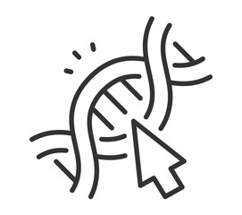 Dna strand with cursor icon representing genetic engineering and biotechnology