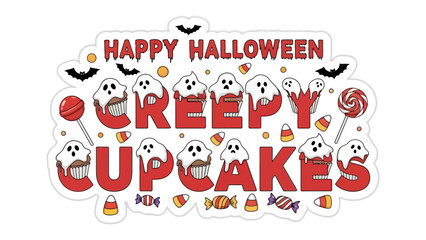 Halloween Treats: A whimsical composition featuring adorable ghost cupcakes. The design is a playful and festive.