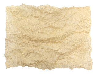 Piece of crumpled craft paper on a white background. Kraft paper insulate for packaging
