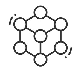 Abstract geometric molecule structure with connected circles and lines