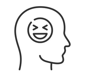 Laughing face with laugh lines tattoo outline icon drawing