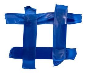 A piece of crumpled insulating tape on a white background. Blue insulating electrical tape.