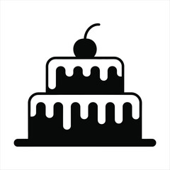 Delicious two tier cake with icing and cherry on top drawing