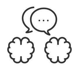 Conceptual illustration of brain communication with speech bubbles