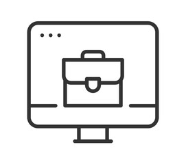 Minimalistic line art of a briefcase displayed on computer screen