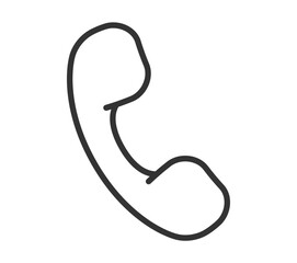 Simple black outline of a telephone handset icon on white background
