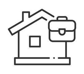 Minimalist house icon with briefcase symbolizing home office concept