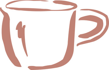 Outlined had drawn illustrations. Coffee logo. Hand drawn ink icon. Mug