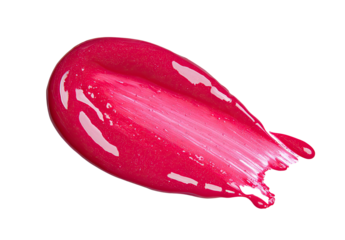 Close-up of vibrant pink lip gloss smear