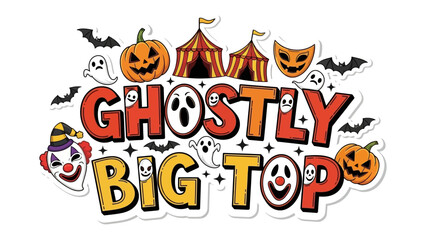 Spooky Circus Banner: A captivating banner design, blending the thrill of a big top circus with the eerie ambiance of Halloween. Featuring a playful clown and haunting jack-o'-lanterns. 