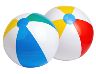 Two colorful beach balls