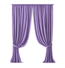 Lilac curtains, draped, window