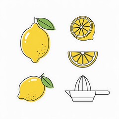 Fresh Lemon Collection - Vibrant Citrus Fruit Illustrations.