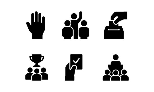 Silhouette icons for voting and leadership concepts