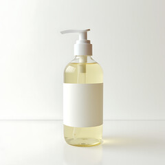 Eco-friendly dishwashing soap in a pump bottle on white background  