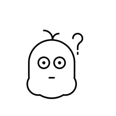 Confused Emoticon with Question Mark Outline on Transparent Background
