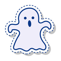 Cute Blue Ghost Illustration on Transparent Background for Halloween