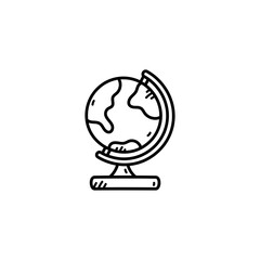 Detailed Line Drawing of a Globe on a Stand with Transparent Background Ideal for Educational Content Global Theme