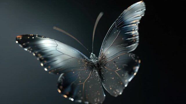 Video clip A black butterfly flying through the air, simple and elegant