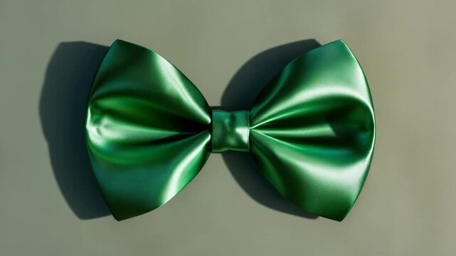 Video clip A detailed view of a green bow tie with intricate patterns and textures