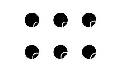 Circle icons with curl effect in minimalist style set