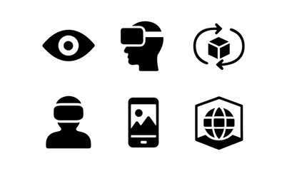 Virtual reality and augmented reality icons: visualizing modern technology concepts